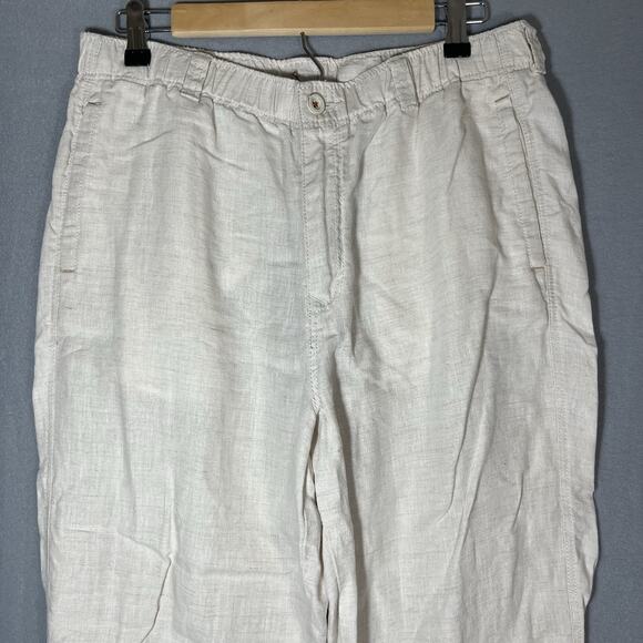 Tommy Bahama Womens Relax Fit Linen Pants M Beige Straight Leg High‎ Rise Woven - Picture 2 of 12